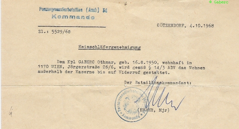 1968 - Heimschlfergenehmigung